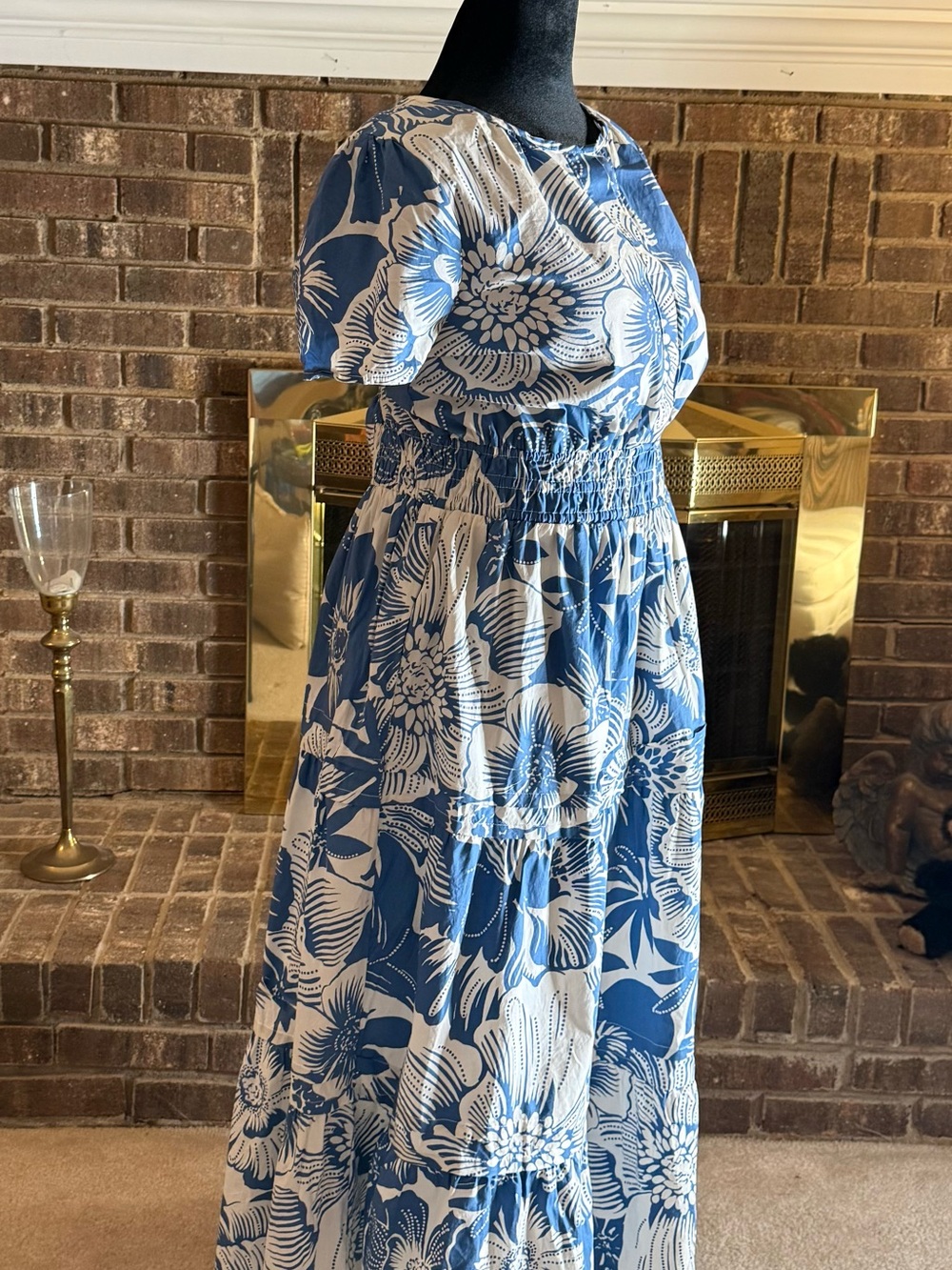 Cynthia Rowley Blue and White Floral Maxi Dress XL - Picture 4 of 6